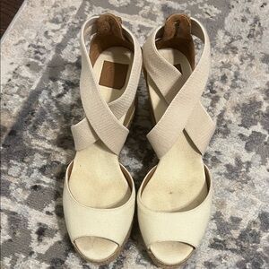 Tory Burch Cream Cross-Strap Wedges